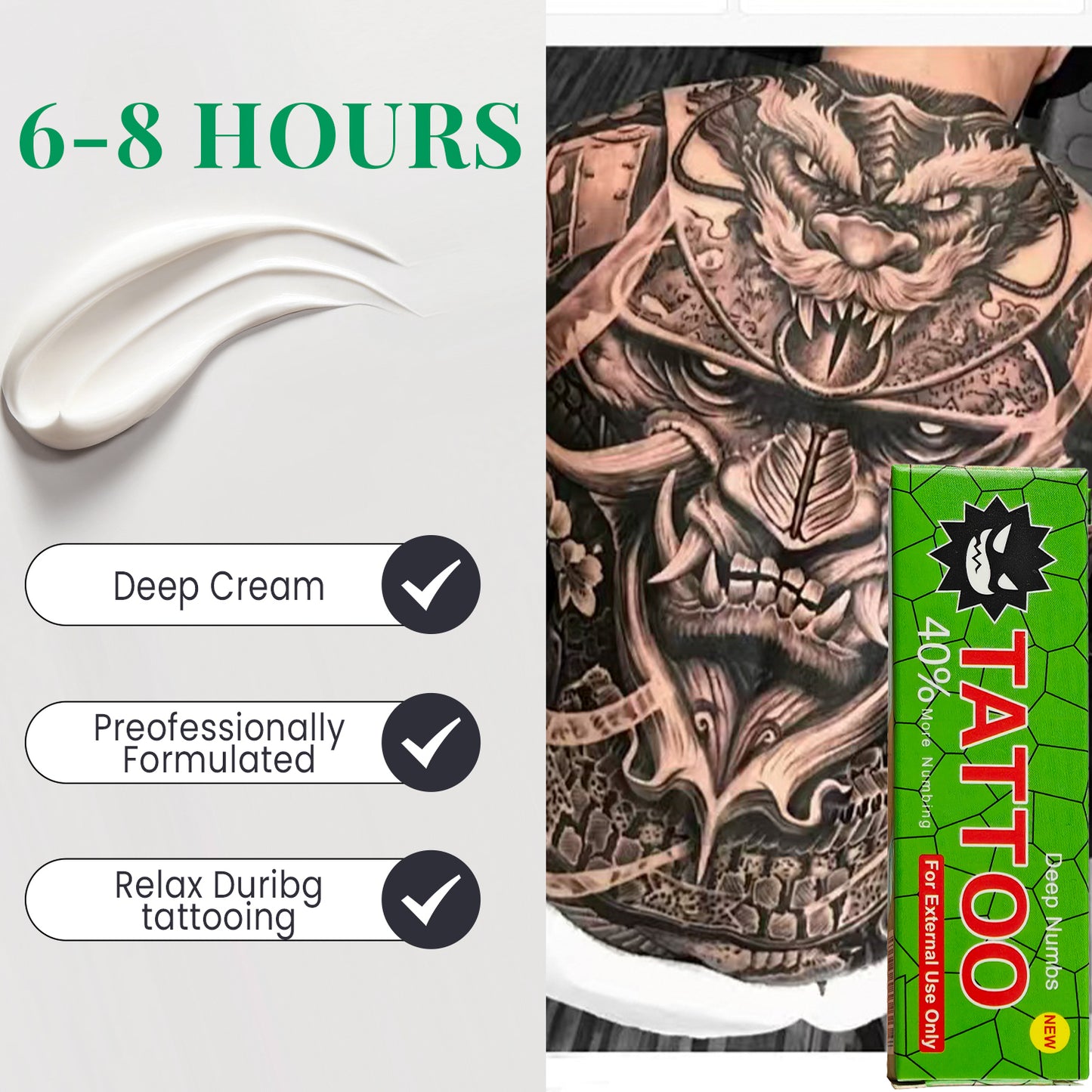 Tattoo Numbing Cream Maximum Strength Long Lasting with 5x Numbing TKTX | Laser Removal | Waxing | Eyebrow Threading | Cosmetic Cream